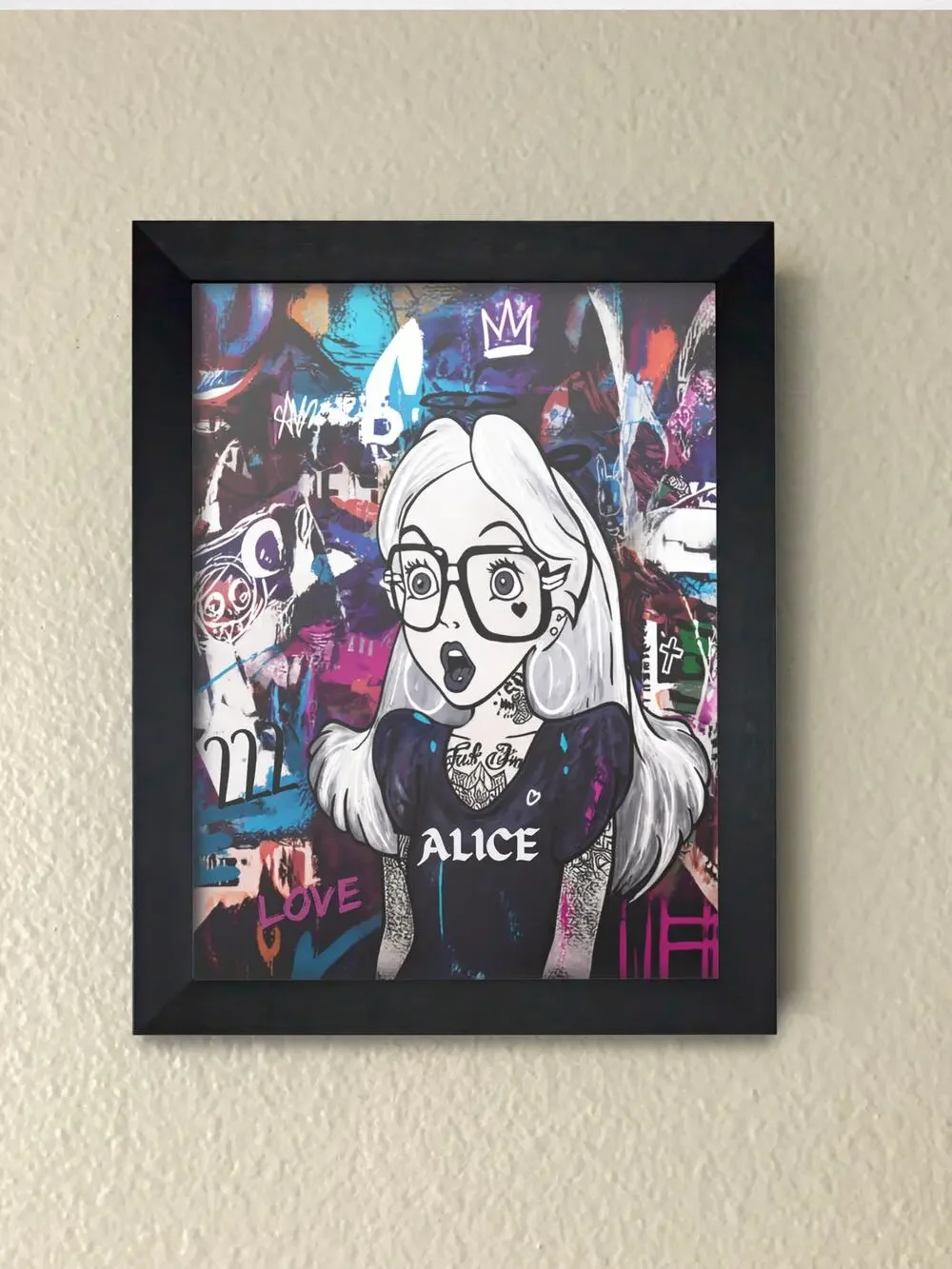 Alice in Wonderland Street Art Wall Art – Graffiti Pop Art Framed Print